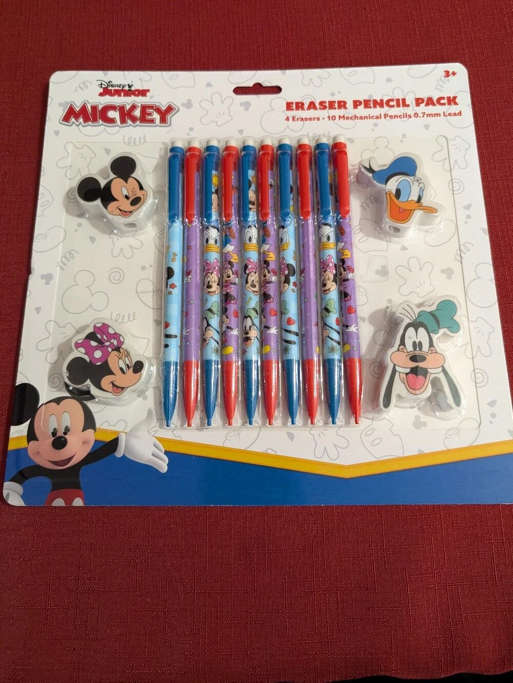 Disney Junior Mickey Purple & Red Mechanical Pencil and Eraser Pack
